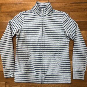 L.L. Bean Womens High Collar Full-Zip Gray & Blue Striped Jacket Size XS